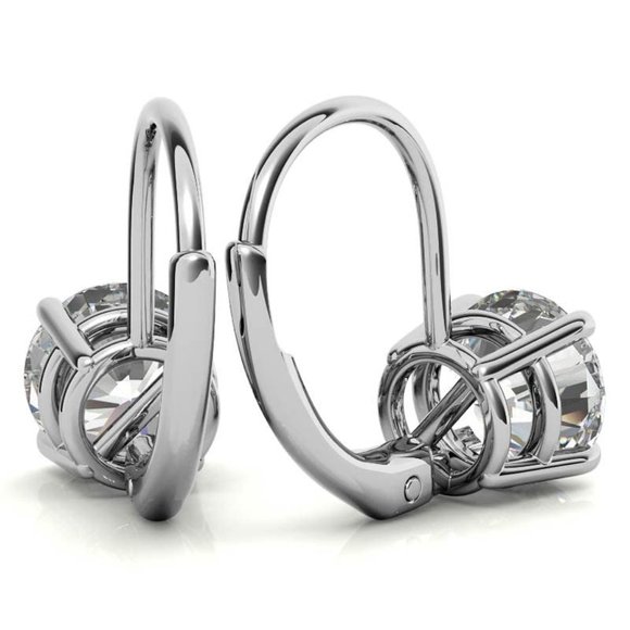 3.0 CTW Round Excellent Moissanite Basket Leverback Earrings - Picture 2 of 5